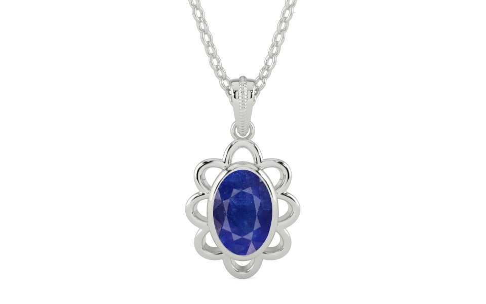 Sterling Silver Thailand Blue Sapphire Pendant Prime Quality (P3)
