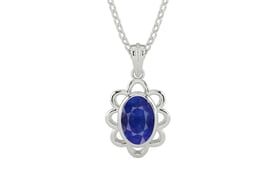Sterling Silver Thailand Blue Sapphire Pendant Prime Quality (P3)