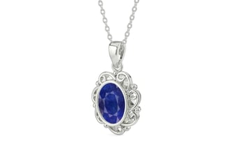 Sterling Silver Thailand Blue Sapphire Pendant Prime Quality (P5)