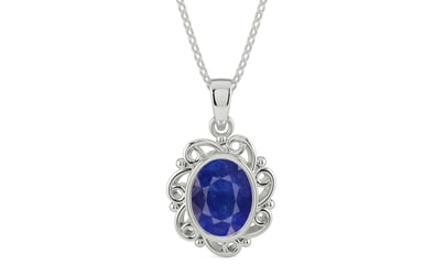 Sterling Silver Thailand Blue Sapphire Pendant Prime Quality (P5)