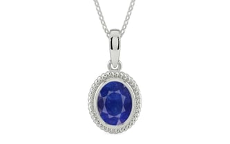 Sterling Silver Thailand Blue Sapphire Pendant Prime Quality (P7)