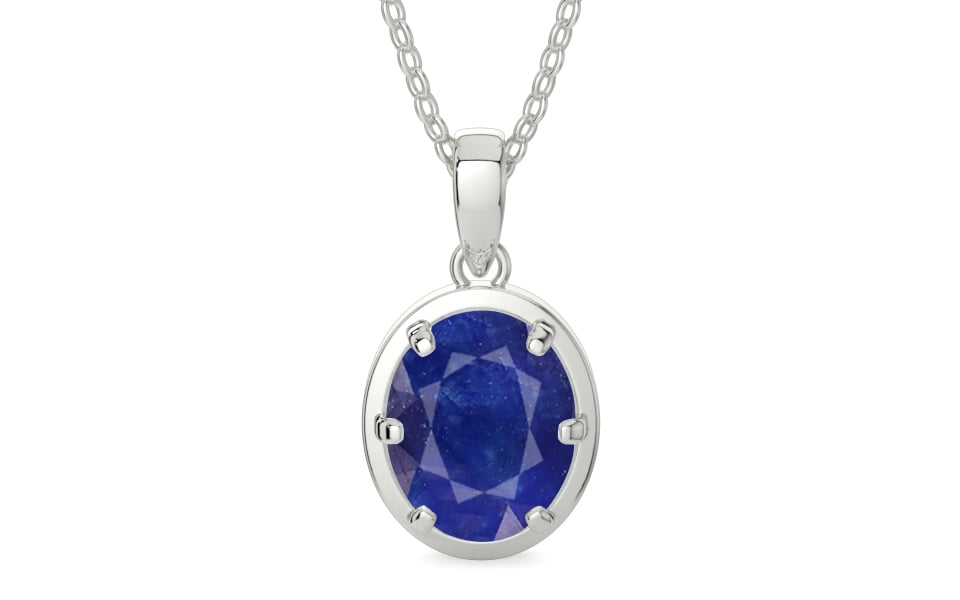 Sterling Silver Thailand Blue Sapphire Pendant Prime Quality (P8)