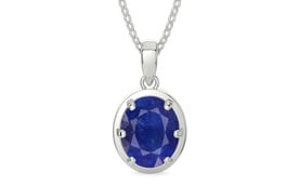 Sterling Silver Thailand Blue Sapphire Pendant Prime Quality (P8)