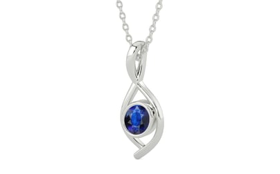 Sterling Silver Thailand Blue Sapphire Pendant Rare Quality (P1)
