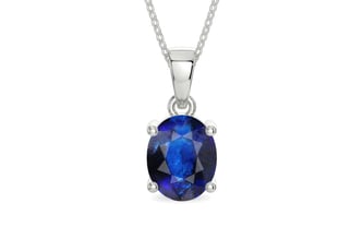 Sterling Silver Thailand Blue Sapphire Pendant Rare Quality (P10)
