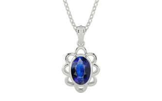 Sterling Silver Thailand Blue Sapphire Pendant Rare Quality (P3)