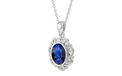 Sterling Silver Thailand Blue Sapphire Pendant Rare Quality (P5)