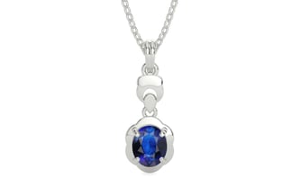 Sterling Silver Thailand Blue Sapphire Pendant Rare Quality (P6)