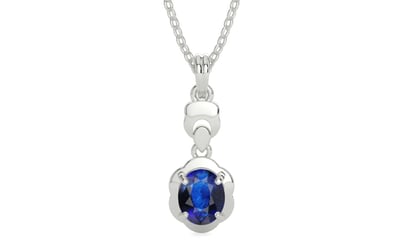 Sterling Silver Thailand Blue Sapphire Pendant Rare Quality (P6)