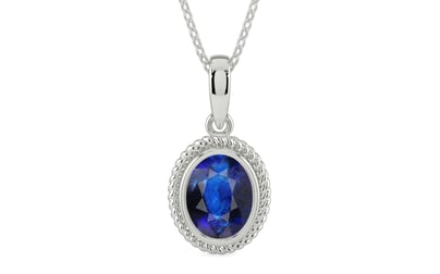 Sterling Silver Thailand Blue Sapphire Pendant Rare Quality (P7)