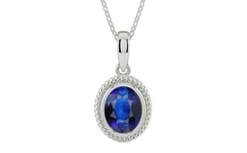Sterling Silver Thailand Blue Sapphire Pendant Rare Quality (P7)