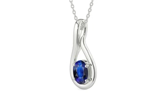 Sterling Silver Thailand Blue Sapphire Pendant Rare Quality (P9)