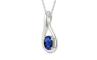 Sterling Silver Thailand Blue Sapphire Pendant Rare Quality (P9)