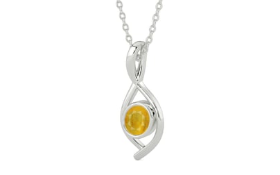 Sterling Silver Thailand Yellow Sapphire Pendant Fine Quality (P1)
