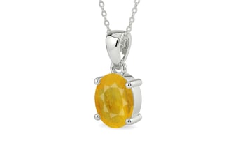 Sterling Silver Thailand Yellow Sapphire Pendant Fine Quality (P10)