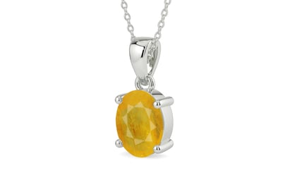 Sterling Silver Thailand Yellow Sapphire Pendant Fine Quality (P10)