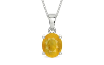 Sterling Silver Thailand Yellow Sapphire Pendant Fine Quality (P10)