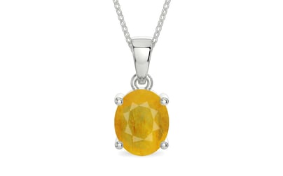 Sterling Silver Thailand Yellow Sapphire Pendant Fine Quality (P10)