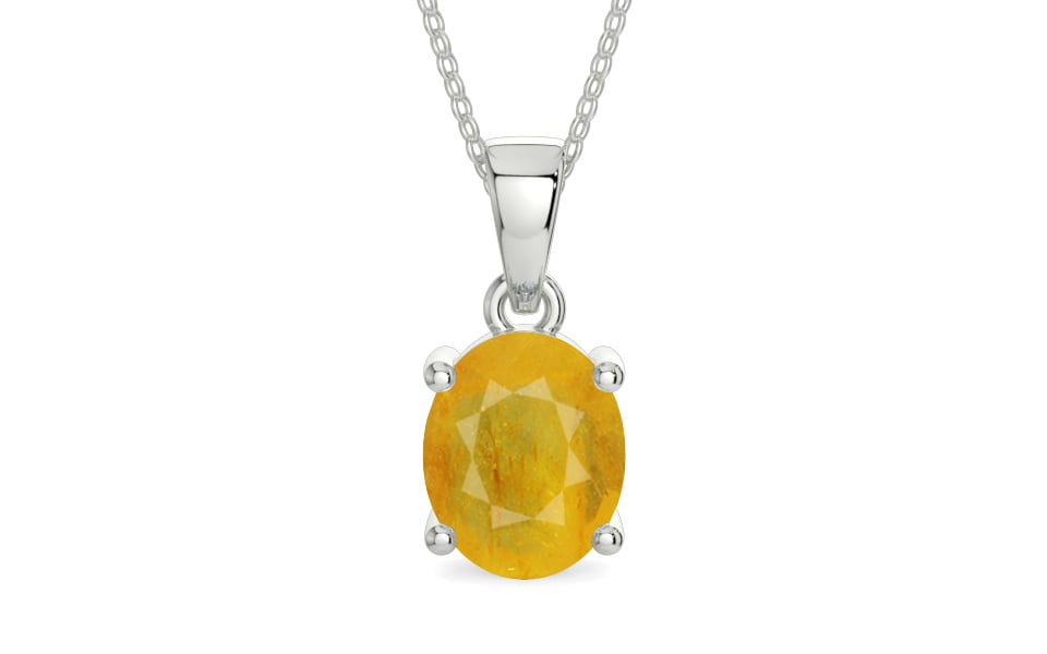 Sterling Silver Thailand Yellow Sapphire Pendant Fine Quality (P10)