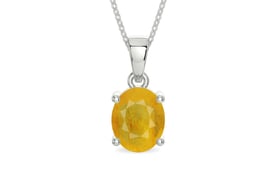 Sterling Silver Thailand Yellow Sapphire Pendant Fine Quality (P10)