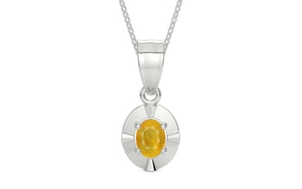 Sterling Silver Thailand Yellow Sapphire Pendant Fine Quality (P11)