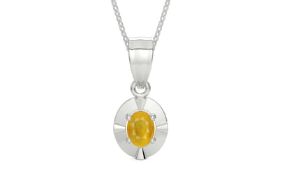 Sterling Silver Thailand Yellow Sapphire Pendant Fine Quality (P11)