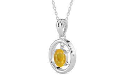 Sterling Silver Thailand Yellow Sapphire Pendant Fine Quality (P2)