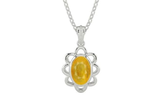 Sterling Silver Thailand Yellow Sapphire Pendant Fine Quality (P3)