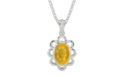 Sterling Silver Thailand Yellow Sapphire Pendant Fine Quality (P3)
