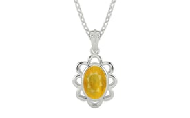 Sterling Silver Thailand Yellow Sapphire Pendant Fine Quality (P3)