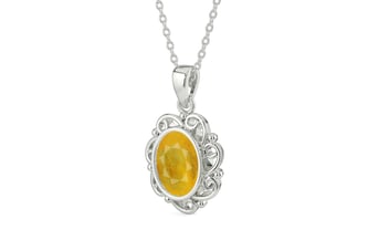 Sterling Silver Thailand Yellow Sapphire Pendant Fine Quality (P5)