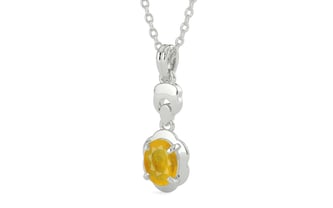 Sterling Silver Thailand Yellow Sapphire Pendant Fine Quality (P6)