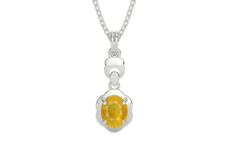 Sterling Silver Thailand Yellow Sapphire Pendant Fine Quality (P6)