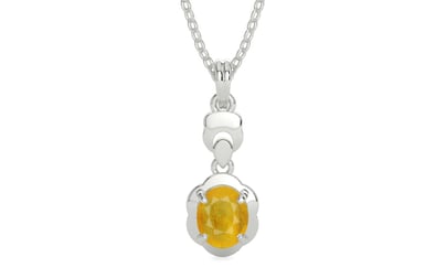 Sterling Silver Thailand Yellow Sapphire Pendant Fine Quality (P6)
