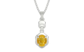 Sterling Silver Thailand Yellow Sapphire Pendant Fine Quality (P6)