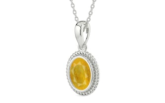 Sterling Silver Thailand Yellow Sapphire Pendant Fine Quality (P7)