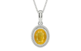 Sterling Silver Thailand Yellow Sapphire Pendant Fine Quality (P7)