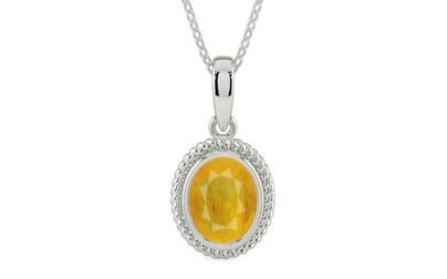 Sterling Silver Thailand Yellow Sapphire Pendant Fine Quality (P7)