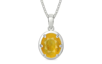 Sterling Silver Thailand Yellow Sapphire Pendant Fine Quality (P8)