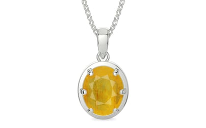 Sterling Silver Thailand Yellow Sapphire Pendant Fine Quality (P8)