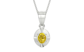Sterling Silver Thailand Yellow Sapphire Pendant Limited Quality (P11)