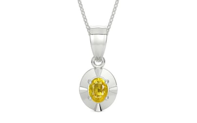 Sterling Silver Thailand Yellow Sapphire Pendant Limited Quality (P11)