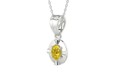 Sterling Silver Thailand Yellow Sapphire Pendant Limited Quality (P11)