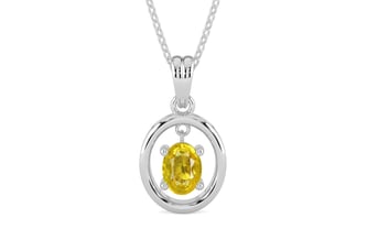 Sterling Silver Thailand Yellow Sapphire Pendant Limited Quality (P2)