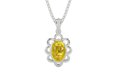 Sterling Silver Thailand Yellow Sapphire Pendant Limited Quality (P3)