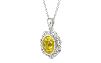 Sterling Silver Thailand Yellow Sapphire Pendant Limited Quality (P5)