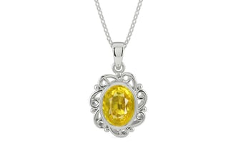 Sterling Silver Thailand Yellow Sapphire Pendant Limited Quality (P5)