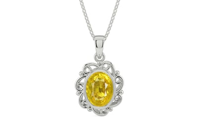Sterling Silver Thailand Yellow Sapphire Pendant Limited Quality (P5)