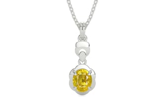 Sterling Silver Thailand Yellow Sapphire Pendant Limited Quality (P6)
