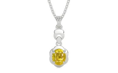 Sterling Silver Thailand Yellow Sapphire Pendant Limited Quality (P6)